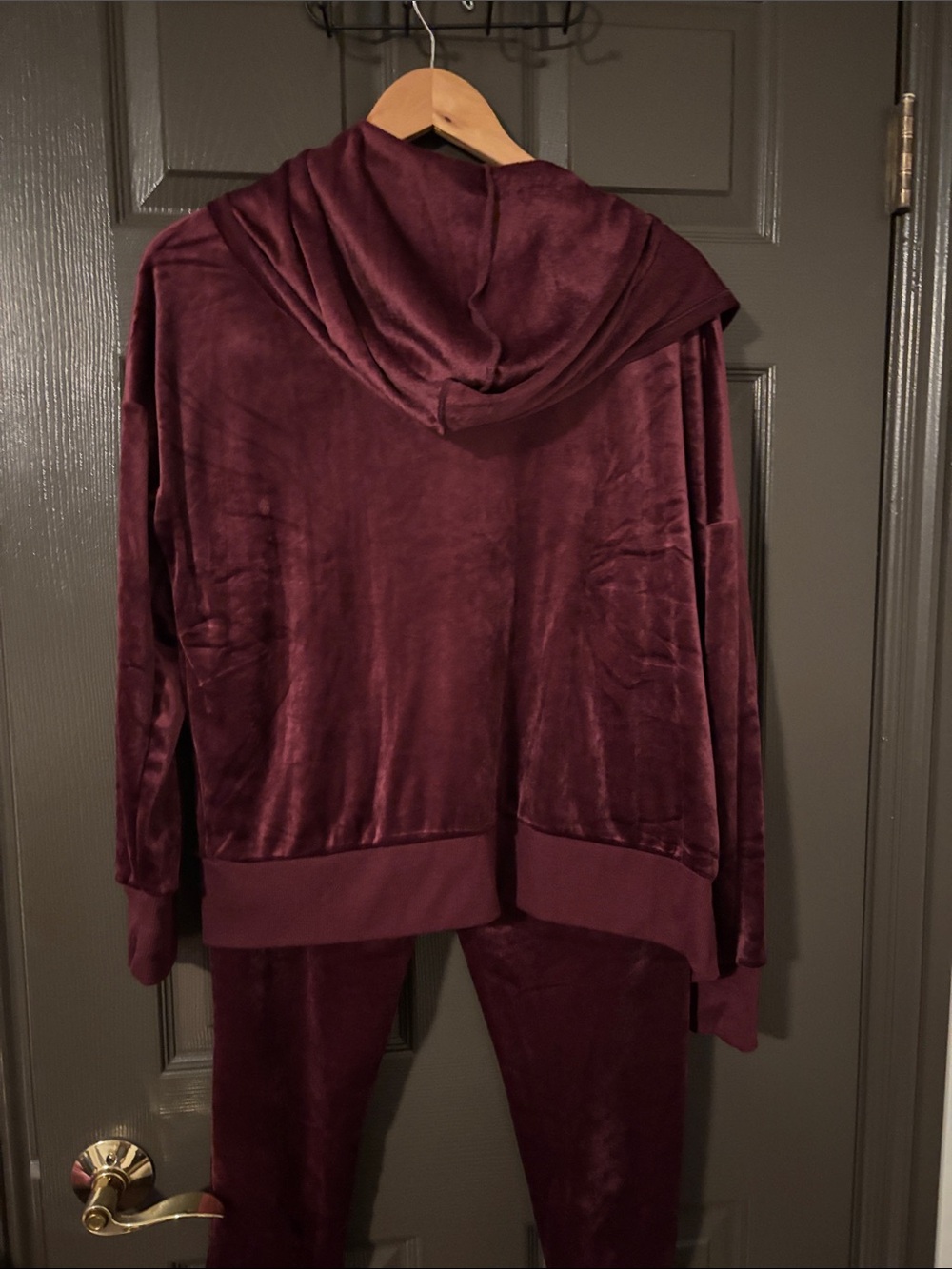 Velour Jogger Set in Deep Berry Color - Picture 4 of 4